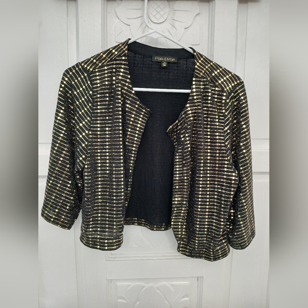 Park & Main GOLDEN SEQUIN JACKET women size M